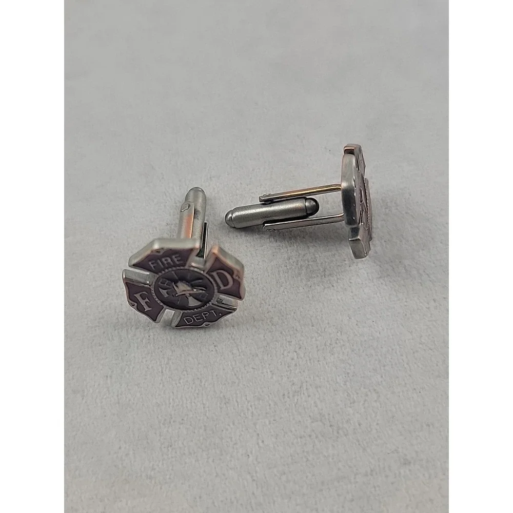FD Fire Department Silver And‎ Copper Cufflinks